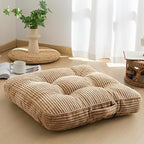 HIGOGOGO Floor Pillow Cushion for Adults, Meditation Cushion Pillow, Large Square Floor Sitting, Tufted Corduroy Cover, for Tatami Living Room or Yoga, 22x22 Inch, Coffee