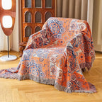 Boho Throw Blanket for Bed Couch 80" x 90", 100% Organic Cotton Skin-Friendly Ultra Soft Quilt Throw - Floral Rustic Living Room Decor Luxury Reversible Blanket for Sofa Chair and Gift