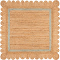 SAFAVIEH Natural Fiber Collection Area Rug - 6' Square, Natural & Light Blue, Handmade Jute, Ideal for Living Room, Bedroom, Dining Space (NF896L)