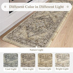 KIMODE Anti Fatigue Kitchen Mats for Floor, Boho Kitchen Rugs Sets of 2, Cushioned Kitchen Floor Mats, Comfort Standing Mat for Sink Laundry Office Desk Brown 17"x59"+17"x29"