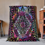 kampdream Colorful Ceometric Art Throw Blanket, Hippie Abstract Sun and Moon Purple Aesthetic Comforter Nap Throws for Couch Chair Bed Decor Comforter 60×80 inch