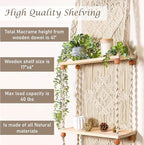 Macrame Wall Hanging Shelf (Tier 2, Natural White)
