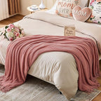 inhand Coral Pink Chunky Chenille Throw Blanket for Couch Bed, Mothers Day/Mom Birthday Gifts for Mom from Daughter Son,Soft Boho Knitted Blanket,Cozy Decor for Living Room,50"x60",Extra Thick