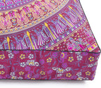 Popular Handicrafts Floor Pillow Cushion Cover - Hippie Mandala Square Ottoman Indian Elephant Camel Daybed Oversized Cotton Cushion Cover with Heavy Duty Zipper - Dog-Pets Bed, 35" Maroon Pink