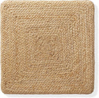 Casafield Hand-Braided Jute Pouf Ottoman Footrest, 18" W x 18" D x 18" H - Square, Natural Woven Boho Floor Cushion, Home Decor for Living Room