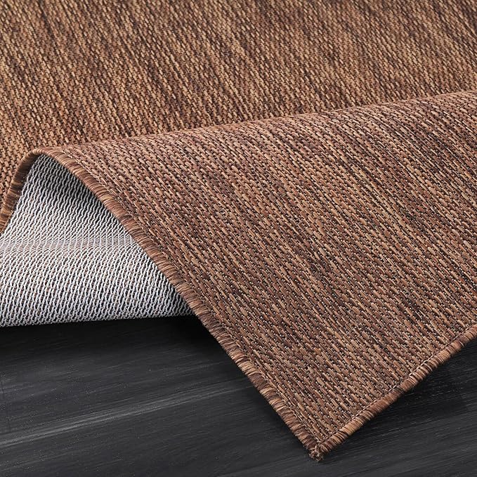 Washable Indoor Outdoor Rug 10x14 Weather Resistant Area Rugs Modern Solid for Porch Deck Balcony Backyard Patio Outside Carpet (10 X 14 Gold Brown)
