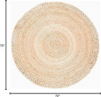 SAFAVIEH Natural Fiber Round Collection 6' Round Natural NF168A Handmade Boho Charm Farmhouse Jute Area Rug
