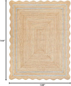 Wave Scalloped Natural Jute Runner Boho Jute Entryway Farmhouse Scallop Rug, Gray (9'x12')