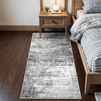 2x6 Abstract Kitchen Runner Rug - Washable Non-Slip Hallway Bedroom Carpet Low Pile Laundry Entryway Rugs with Non Slip Rubber Backing Modern Home Decor Mat for Dining Room Bathroom (2x6 Black/Grey)