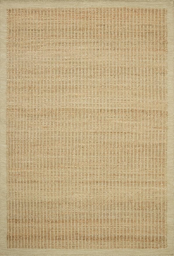 Loloi Amber Lewis Lilah Collection LIH-01 Natural/Antique Ivory 3'-6" x 5'-6" Accent Rug Jute, Wool, Cotton, Neutral, Living, Bedroom, Dining, Rug