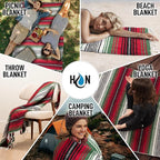 Hydration Nation Authentic Large Handwoven Mexican Blanket - Soft Yoga- Durable Serape- Lightweight Falsa, Beach, Camping, Picnic, Outdoor Blanket 70"x50" - Dragon