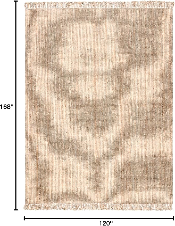 SAFAVIEH Natural Fiber Collection Area Rug - 10' x 14', Natural, Handmade Woven Fringe Jute, Ideal for High Traffic Areas in Living Room, Bedroom (NF809A)