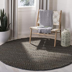 SAFAVIEH Natural Fiber Collection Area Rug - 8' Round, Charcoal, Handmade Jute, Braided Woven Design, Ideal for Living Room, Bedroom (NF212C)