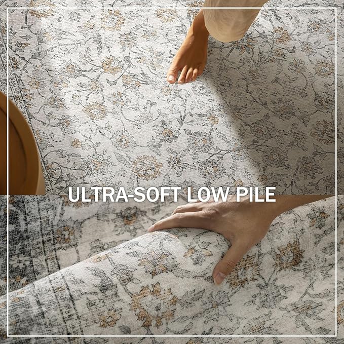 Washable Kitchen Rug Runners for Hallways: 2'x6' Bedroom Rug Non Slip Low-Pile Stain Resistant Soft Indoor Floor Carpet Runner for Indoor Entryway Hallways Kitchen Laundry Room Beside Farmhouse