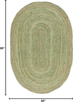 SAFAVIEH Area Rug 5x8 Oval- Cape Cod Collection - Green & Natural Brown, Handmade Jute & Cotton, Woven Braided Design (CAP202Y)