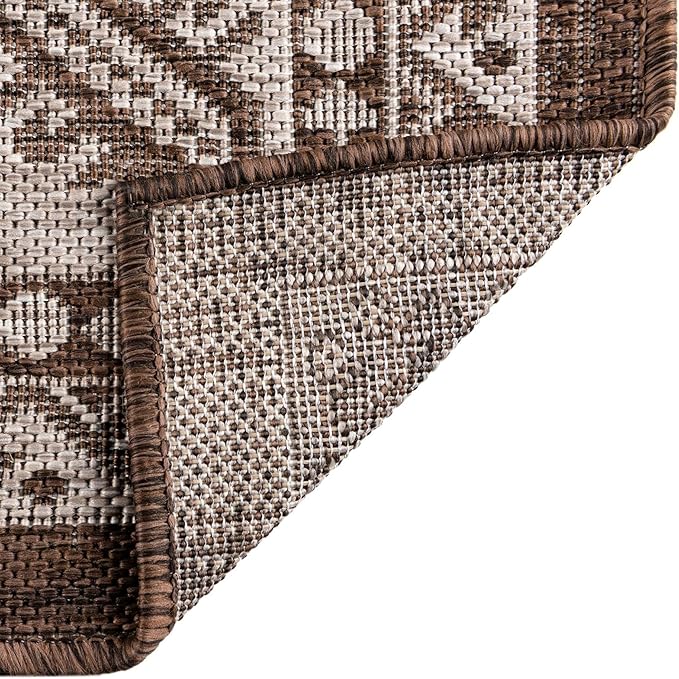 Rugs.com Outdoor Aztec Collection Rug – 2' x 3' Brown Flatweave Rug Perfect for Living Rooms, Large Dining Rooms, Open Floorplans