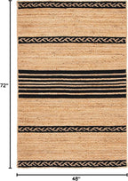 SAFAVIEH Natural Fiber Collection Accent Rug - 4' x 6', Natural & Black, Handmade Stripe Boho Farmhouse Rustic Braided Jute, Ideal for High Traffic Areas in Entryway, Living Room, Bedroom (NFB262Z)