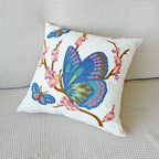 vctops Floral Butterfly Embroidered Pillow Covers 18x18 Inch Spring Summer Cotton Tufted Throw Pillow Cover Outdoor Garden Cushion Case for Sofa, Bed, Living Room (Butterfly,18"x18")