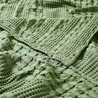 VHC Brands 100% Cotton Waffle Weave Olive Green Oversized King Size Blanket 120x120, Decorative Cotton Throw Blanket, Boho Farmhouse Bedroom Decor for Bed, Couch, or Sofa