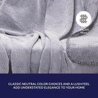Mon Chateau 60" x 70" Fireside Mélange Throw Blanket, Contrast Stitching Soft Blanket for Queen-Size Bed, Couch, or Sofa, Cozy Home Decor and Stylish Living Room Comfort, Moonstone