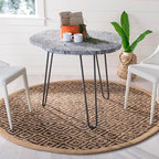 SAFAVIEH Natural Fiber Collection Area Rug - 6' Round, Brown & Natural, Handmade Boho Diamond Tassel Jute, Ideal for High Traffic Areas in Living Room, Bedroom (NF266E)