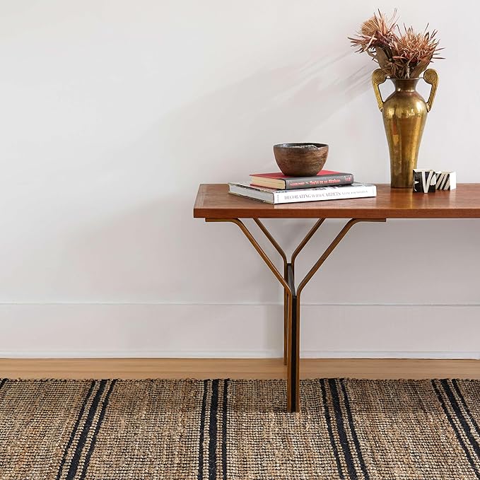 Dash & Albert Arbor Handwoven Jute Rug, 10 X 14 Feet, Black Stripe Pattern