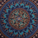 Popular Handicrafts Floor Pillow Cushion Cover - Hippie Elephant Mandala Cushion Cover Large Cotton - Pouf Cover Round Bohemian Yoga Decor, 32" Turqouise
