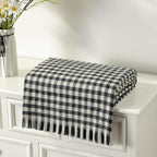CREVENT Farmhouse Boho Knitted Throw Blanket for Couch Sofa Chair Bed Home Decoration, Soft Warm Cozy Light Weight for Spring Summer Fall (50''X60'' Plaid Black)