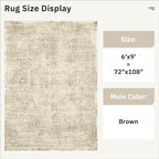 6x9 Area Rug for Living Room Floral Washable Non-Slip Modern Rugs for Bedroom Dinning Room Ultra-Thin Indoor Brown
