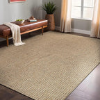 Easy Jute Rugs 4x6 Natural Color Living Room Indoor Outdoor Area Rug for Farmhouse Patio and Kitchen Rug High Traffic Washable Easy to Clean Solid Boho Woven Design Outside Carpet (4 x 6)