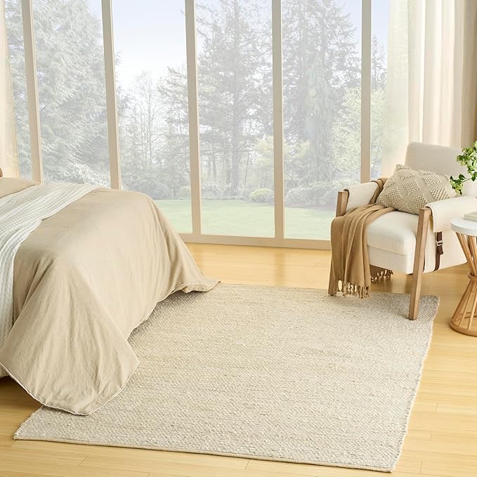 Nourison Home Natural Jute Ivory 8' x 10' Area Rug - Easy Clean, Non Shedding, Bed Room, Living Room, Dining Room, Kitchen (8' x 10')