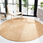 SAFAVIEH Natural Fiber Collection 11' Round Natural NFB310A Boho Braided Premium Jute Entryway Foyer Living Room Bedroom Kitchen Area Rug