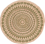 SAFAVIEH Natural Fiber Round Collection 3' Round Green NF802G Handmade Boho Mandala Braided Jute Area Rug