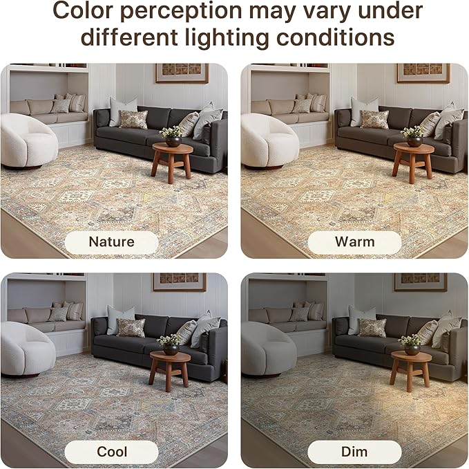 GENIMO Runner Rug 2x7 Non Slip Machine Washable Hallway Runner Vintage Rug, Low Pile Lightweight Rugs for Entryway, Hallway, Kitchen and Corridor, Warm Brown