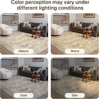 GENIMO 5x7 Area Rugs for Living Room, Machine Washable Non Slip Vintage Rugs, Low Pile Lightweight Print Rug for Bedroom, Dining Room, Home Office, Warm Brown