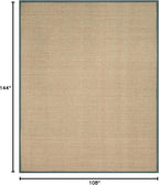 SAFAVIEH Area Rug 9x12 - Natural Fiber Collection - Large - Natural & Light Blue, Seagrass, Basketweave Pattern with Border (NF114M)