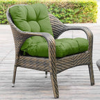 QILLOWAY Outdoor Seat/Back Chair Cushion Tufted Pillow, Spring/Summer Seasonal Replacement Cushions - Pack of 4 (Dark Green)