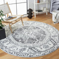 SAFAVIEH Vintage Hamadan Collection Area Rug - 6'7" Round, Grey & Ivory, Traditional Persian Design, Non-Shedding & Easy to Clean, Ideal for Living Room, Bedroom, Dining Space (VTH211G)
