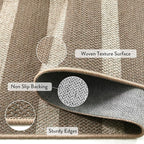 Lahome Elance Striped Easy Jute Rug, 5x7 Dining Room Office Rug Washable Outdoor Patio Rug, Farmhouse Neutral Non Slip Stain Resistance Indoor Outdoor Carpet for Deck Classroom, Khaki