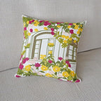 vctops Spring Embroidered Decorative Throw Pillow Cover Summer Floral Square Pillow Cases Garden Cotton Cushion Cover for Couch Sofa Bed (Flower C,18"x18")