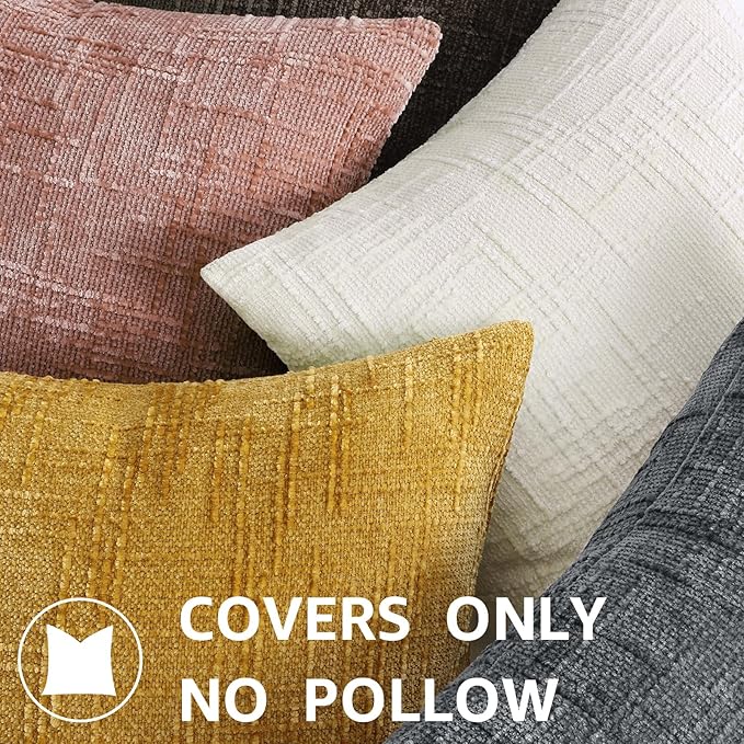 decorUhome Summer Pink Chenille Euro Sham Throw Pillow Covers 24x24 Set of 2 Textured Soft Cozy Slubby Couch Pillow Covers Modern Farmhouse Boho Decorative Pillow Cases for Bed Sofa Living Room
