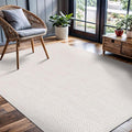 CAMILSON Easy Jute Rug 4x6, Indoor Outdoor Off-White Color Fiber Area Rugs for Living Room Patio and Kitchen Rug Herringbone Seagrass Woven Design Easy-Cleaning Washable Outside Carpet Alfombras 4 x 6