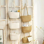 AARAINBOW Wall Hanging Cotton Baskets - Large 3 Tier Decorative Baskets for Wall, Nursery, Bathroom (B-Brown)
