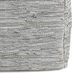 SIMPLIHOME Fredrik Boho Square Pouf in Cream Woven Genuine Leather for the Living Room, Bedroom and Kids Room