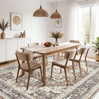 Washable Rug 7x9 Area Rugs: Boho Vintage Distressed Oriental Medallion Neutral Thin Large Rug Carpet for Living Room Bedroom Dining Room Home Office Decor - Dark Brown