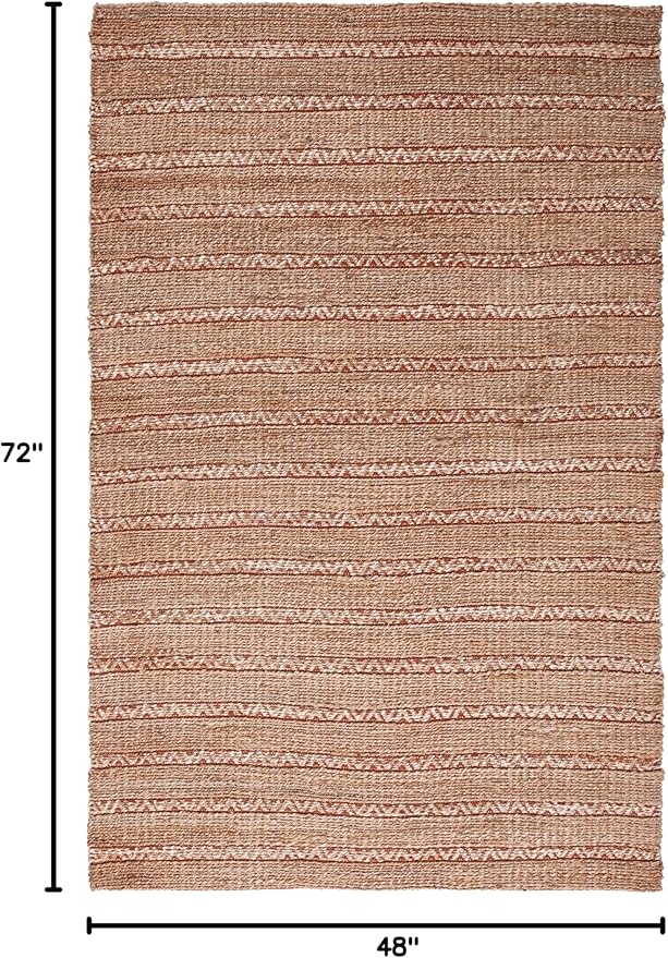 SAFAVIEH Natural Fiber Collection Accent Rug - 4' x 6', Rust & Natural, Handmade Flat Weave Stripe Jute & Cotton Jute, Ideal for High Traffic Areas in Entryway, Living Room, Bedroom (NFB655P)