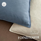 Foindtower Set of 2, Decorative Linen Soild Throw Pillow Covers Soft Accent Euro Cushion Case Boho Farmhouse Neutral Pillowcase for Couch Sofa Bedroom Living Room Home Decor 22 x 22 Inch Misty Blue