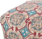 GDFStudio Boho Handmade Fabric Cube Pouf Ottoman Foot Stool - Bean Bag Floor Chair - Foot Rest Couch for Living Room Bedroom,Multicolored,16"" x 16"" x 16"", 313834N