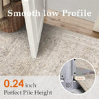 HUGEAR 3x5 Entryway Area Rug Vintage Beige Small Rug Machine Washable Door Mat Retro Floral Low Pile Carpet Vacuumable Distressed Throw Rug Entrance Kitchen Bedroom Bathroom Non Slip Lightweight