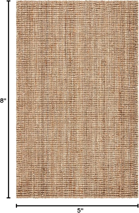 SAFAVIEH Area Rug 5x8 - Natural Fiber Collection - Natural Brown, Handmade Jute, Farmhouse Style, Chunky Textured Thick Pile (NF447A)